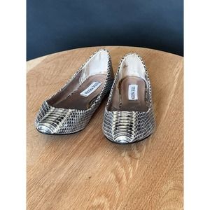 Steve Madden Python Snakeskin Pointed Toe Slip On Mules Flats Sandals Shoes 8